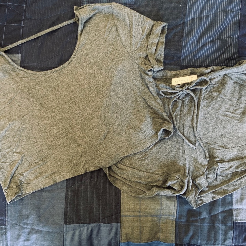 🚫SOLD🚫Grey Crop Top & Shorts Pajama Set